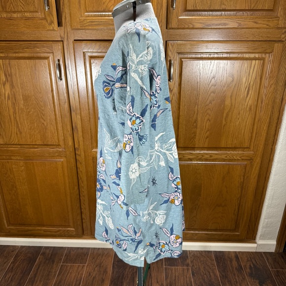 Patagonia Organic Cotton Floral Dress Blue Long Sleeve XL - Picture 6 of 8